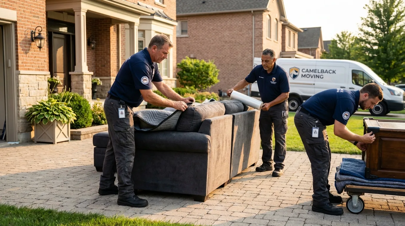 Large estate moving crew wrapping furniture in Graceville, FL
